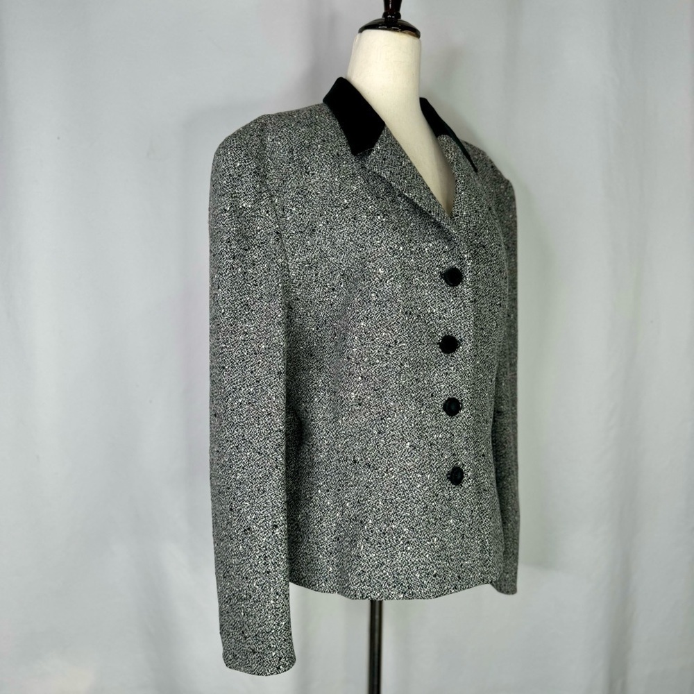 Vintage Pendleton jacket black white tweed wool blend made in USA velvet 12 - Picture 9 of 9